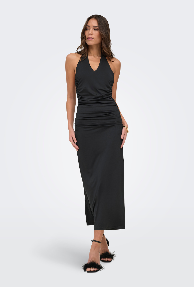 Front image of Gina sleeveless long dress in black, by brand Only