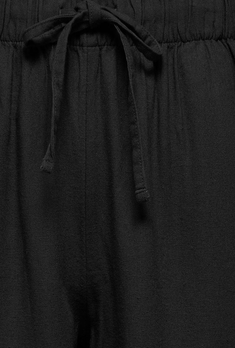 Drawstring detail image of Goa mw linen pull up culotte pants in black, by brand Only