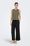 Front image of a model wearing the Goa mw linen pull up culotte pants in black, by brand Only