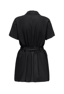 Back image of the Goa shortsleeve linen belt shirt dress in black, by brand Only