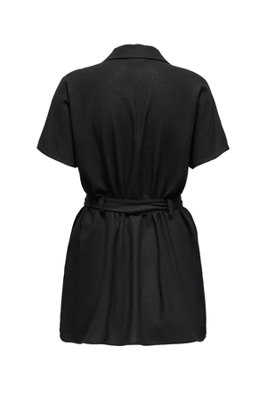 Back image of the Goa shortsleeve linen belt shirt dress in black, by brand Only