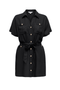 Front image of Goa shortsleeve linen belt shirt dress in black, by brand Only