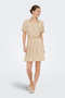 Front image of Goa shortsleeve linen belt shirt dress in stone, by brand Only