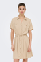 Front image of the Goa shortsleeve linen belt shirt dress in stone, by brand Only
