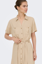 Front image of the Goa shortsleeve linen belt shirt dress in stone, by brand Only