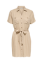 Front image of the Goa shortsleeve linen belt shirt dress in stone, by brand Only