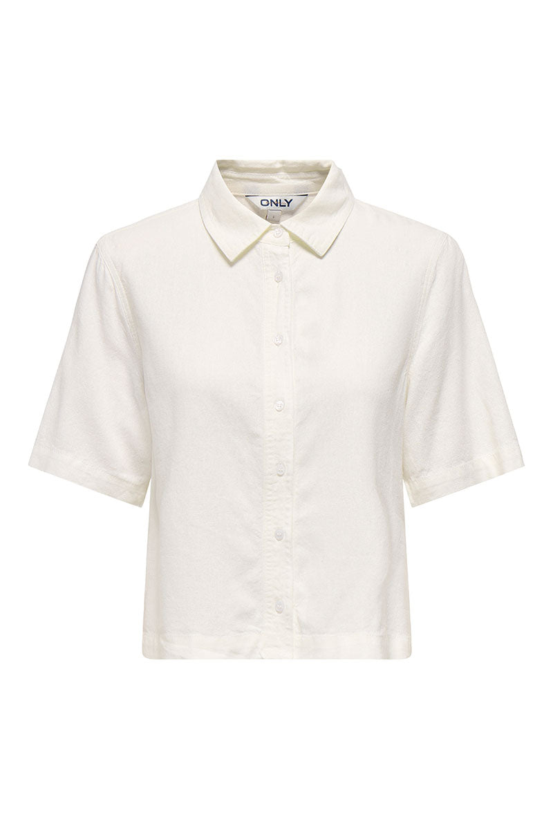 Front image of Goa s/s linen shirt in off white, by brand Only