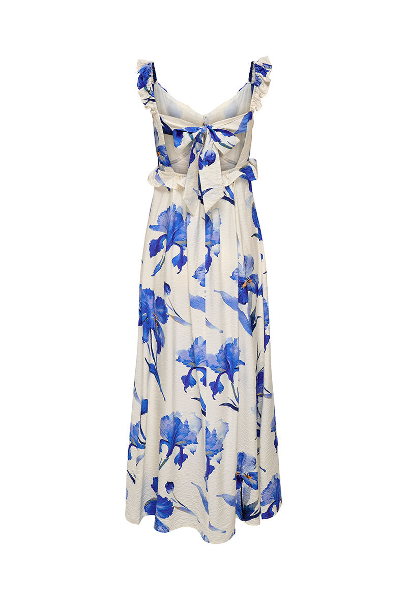 Back image of Hyaci s/l frill long dress in white, by brand Only