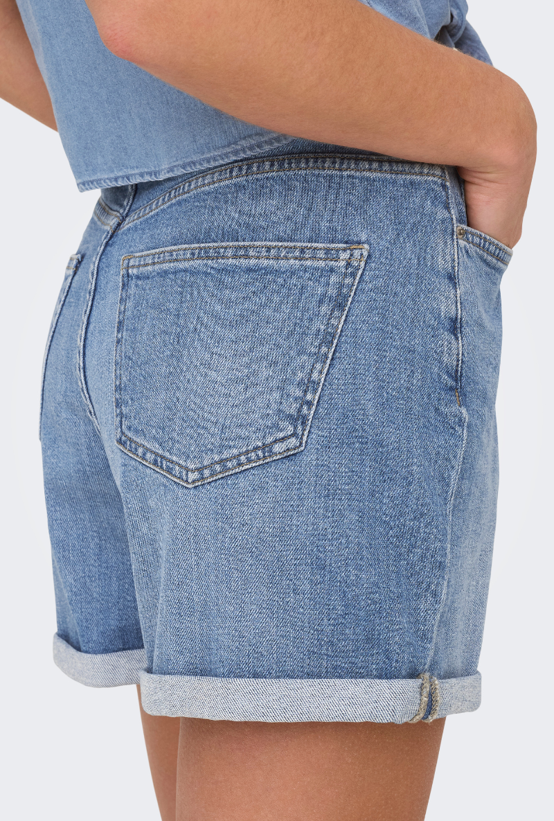 Back image of Josephine stretch shorts in denim, by brand Only