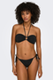 Front image of the Julietta bandeau bikini top in black, by brand Only