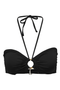 Front image of the Julietta bandeau bikini top in black, by brand Only