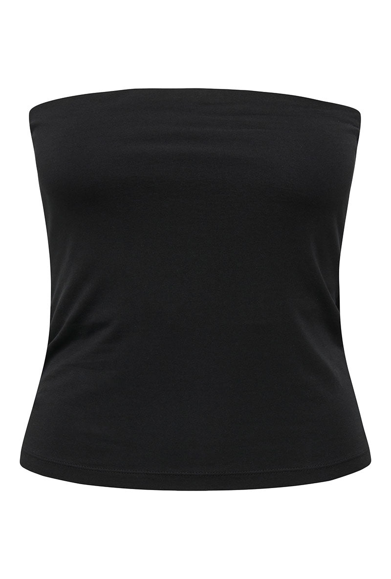 Front image of Kiss s/l tube top in black, by brand Only