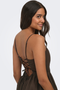 Back image of the Likara strap waist long dress in brown, by brand Only
