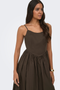 Front image of the Likara strap waist long dress in brown, by brand Only