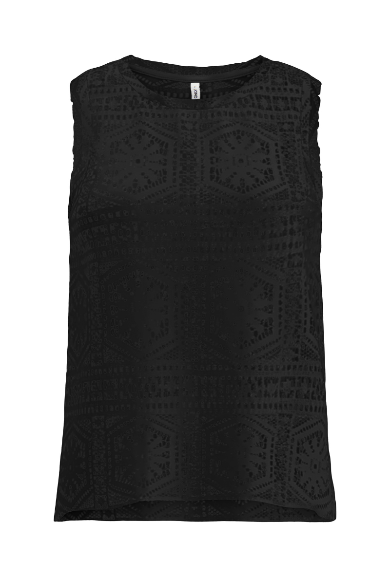 Front image of Lilian lace tank top in black, by brand Only