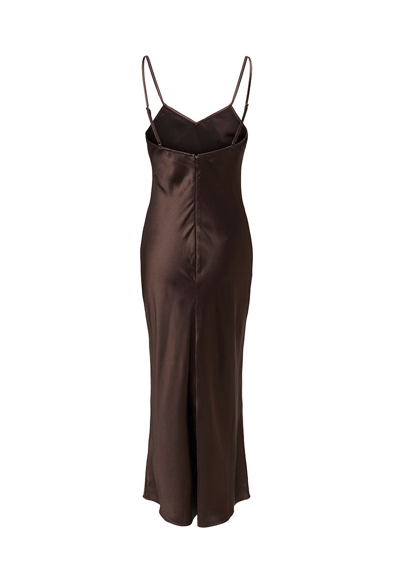Back image of Losiris long strap dress in brown, by brand Only