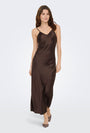 Image of LOSIRIS LONG STRAP DRESS in brown, by brand ONLY
