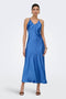 Front image of a model wearing Losiris long strap dress in blue, by brand Only