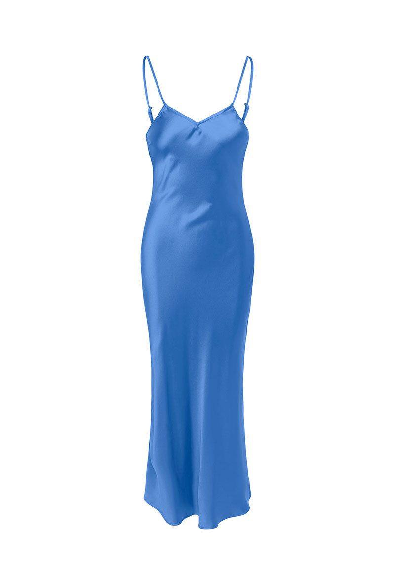 Front image of Losiris long strap dress in blue, by brand Only