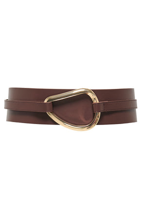 Front image of Only lotte wide buckle waist belt in chocolate, by brand Only