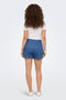 Back image of a model wearing the Luka mw chino denim shorts in denim, by brand Only