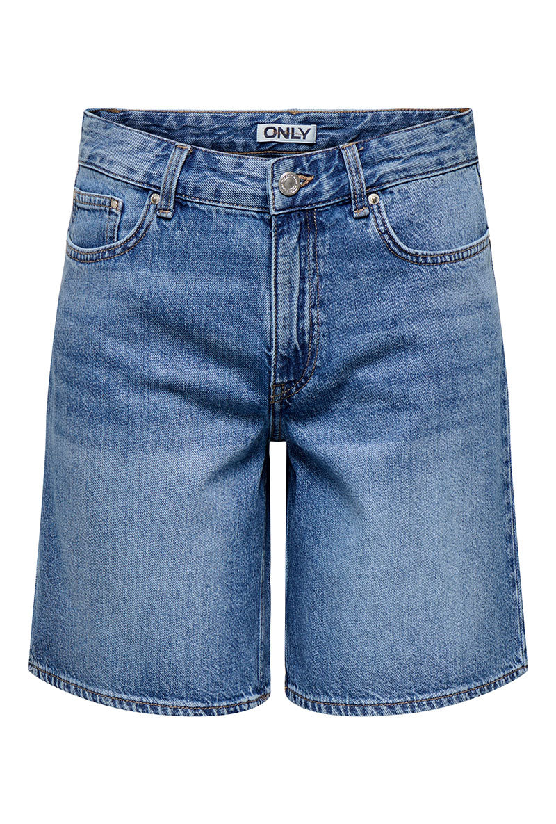 Front image of Lumi mw mom shorts in denim, by brand Only