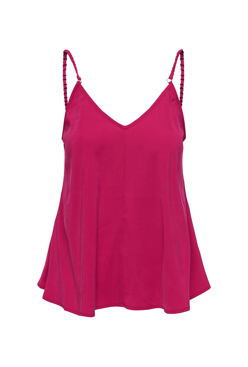 Front image of Madeli oaklyn strap top in fuschia, by brand Only