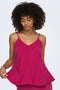 Front image of a model wearing the Madeli oaklyn strap top in fuschia, by brand Only