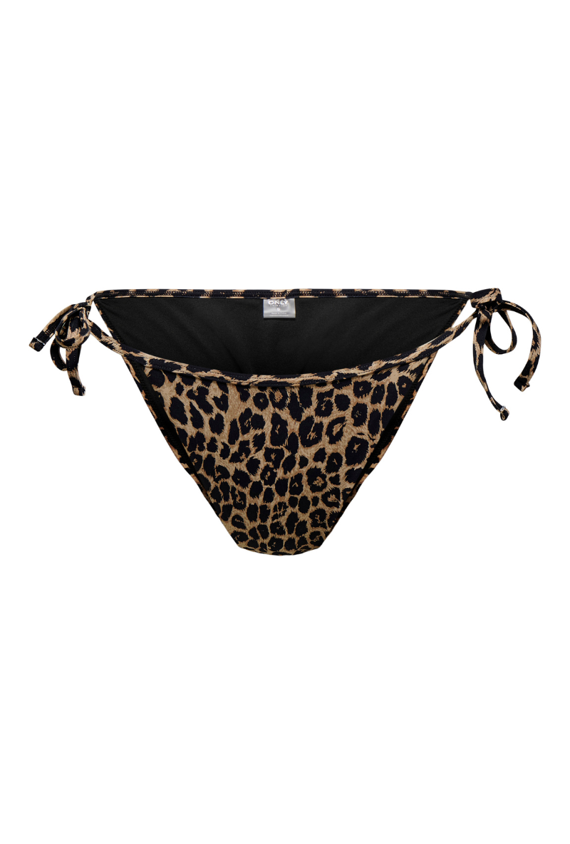 Front image of Marseille tie string bikini bottom in leopard, by brand Only