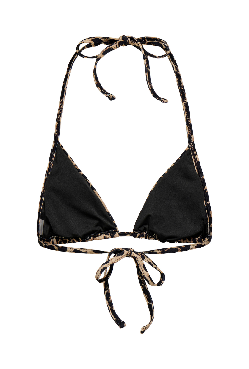 Back image of Marseille triangle bikini top in leopard, by brand Only