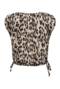 Back image of the Melina round neck top in leopard, by brand Only