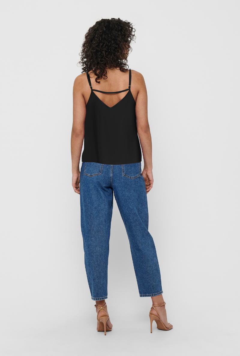 Back image of Nova life viscose paris singlet in black, by brand Only