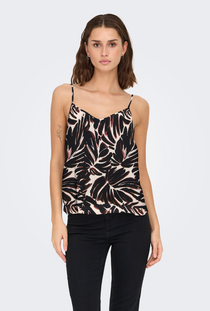 Front image of the Nova life viscose paris singlet in black/white, by brand Only