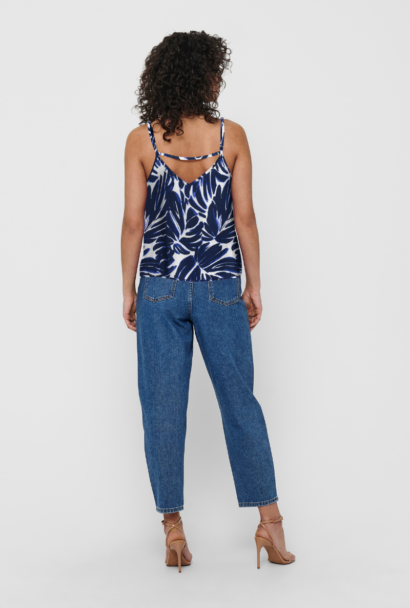 Back image of Nova life viscose paris singlet in navy, by brand Only