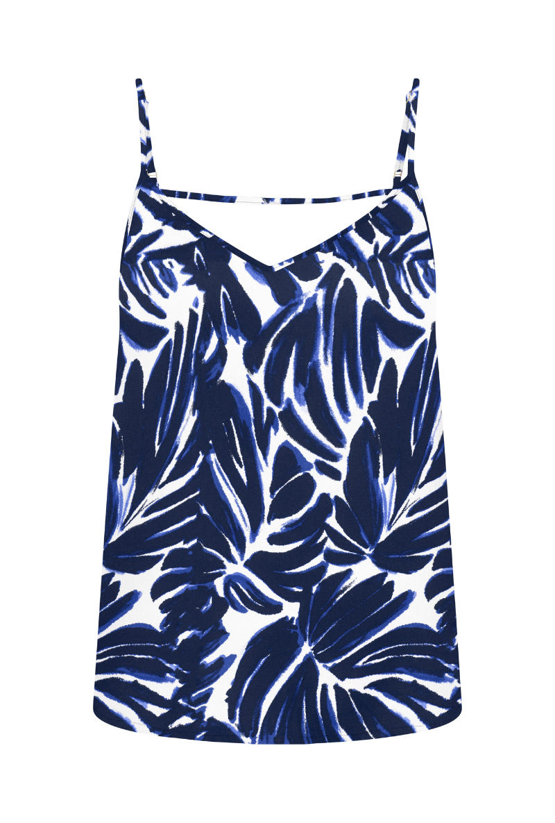 Front image of Nova life viscose paris singlet in navy, by brand Only