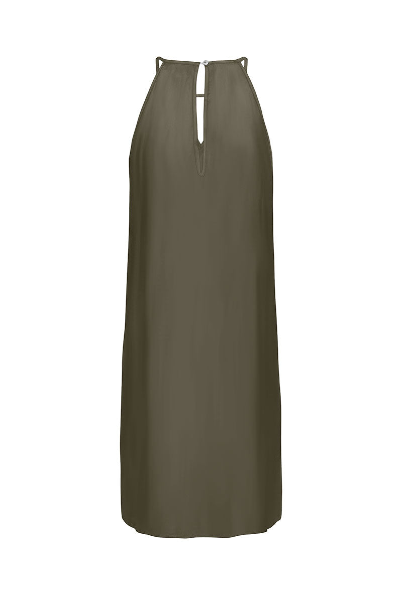 Back image of Nova viscose limbo dress in olive, by brand Only