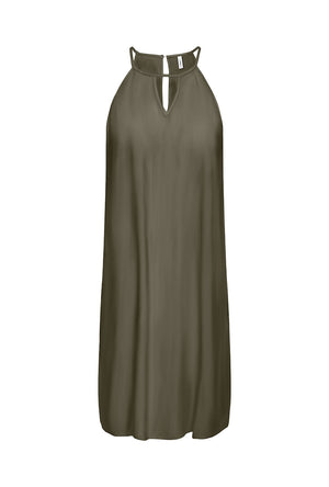 Front image of the Nova viscose limbo dress in olive, by brand Only