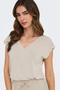 Front image of the Free shortsleeve modal v neck top in stone, by brand Only