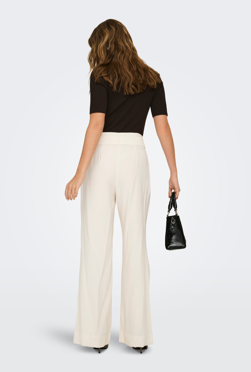 Back image of Tila life highwaist belt trousers in cream, by brand Only