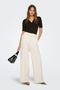Front image of Tila life highwaist belt trousers in cream, by brand Only