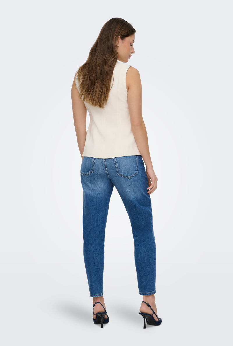 Back image of Tila life waistcoat in off white, by brand Only