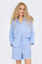 Front image of a model wearing Augusta s/s shirt in light blue, by brand Only