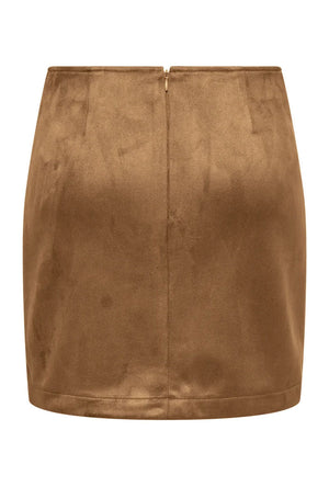 Back image of the Carolina faux suede skirt in tan, by brand Only
