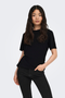 Front image of a model wearing the Only elena s/s detail top in black, by brand Only