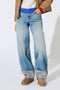 Front image of a model wearing Gianna mw fold up jeans in denim, by brand Only