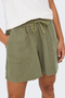 Close up image of a model wearing the Only kenya life hw shorts in khaki, by brand Jacqueline de yong