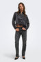 Front image of a model wearing the Lindona l/s satin lace shirt in black, by brand Only