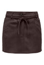 Image of MIRA HW FAUX SUEDE BELT SKIRT in brown, by brand ONLY