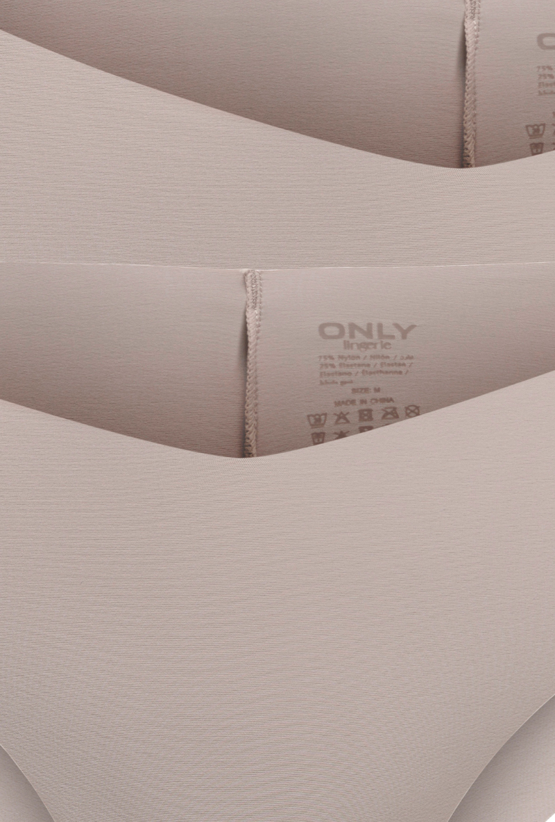 Close up image  of Only tracy 3 pk cheeky briefs in nude, by brand Only