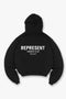 Back image of the Owners club hoodie in black, by brand Represent